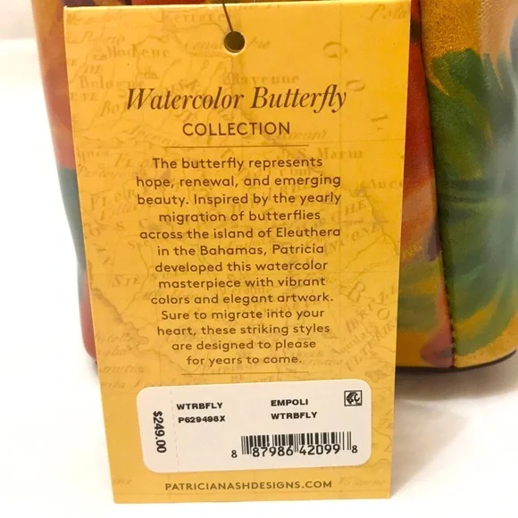 Patricia Nash Floral Print with Butterfly Design Satchel Circular Handles BNWT - Picture 10 of 10